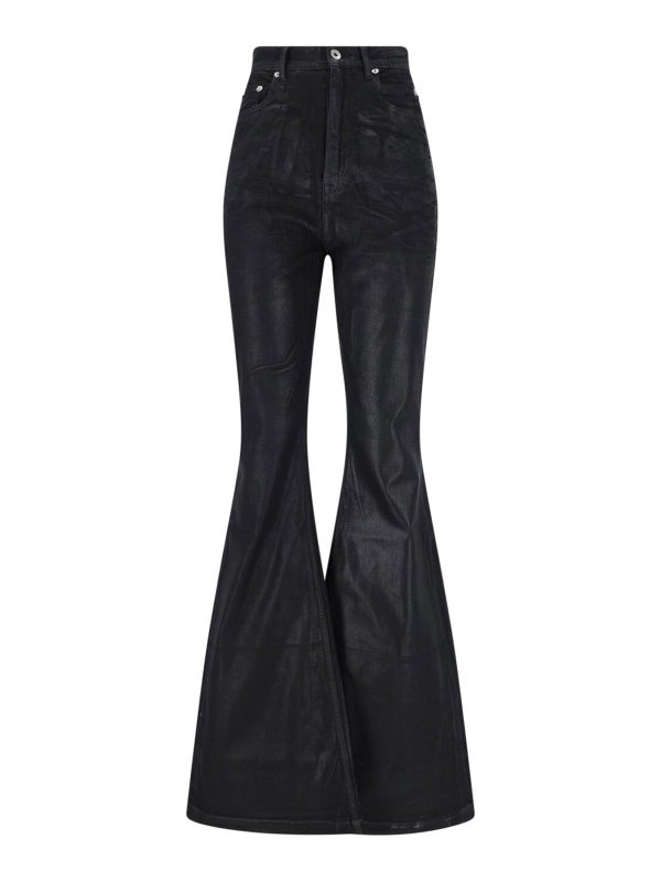 RICK OWENS: ブーツカットジーンズ - ブーツカットジーンズ - 黒