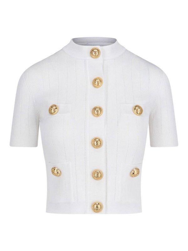 Balmain: cardigans - Cardigan with decorative buttons