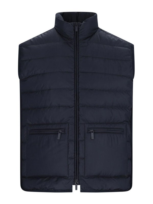 THOM BROWNE: padded jackets - Padded high -neck vest
