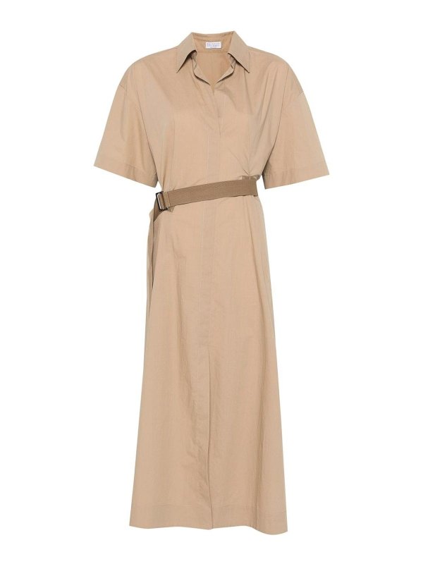 BRUNELLO CUCINELLI: knee length dresses - Poplin Midi Dress