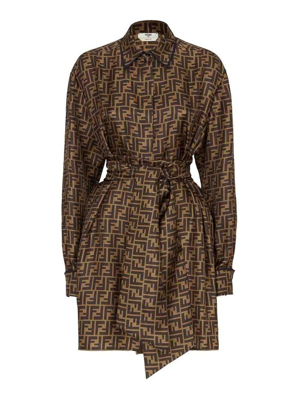 FENDI: knee length dresses - Ff Print Shirtdress