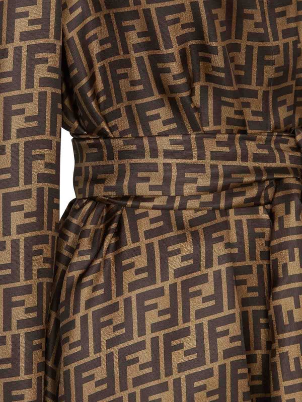 FENDI: knee length dresses online - Ff Print Shirtdress