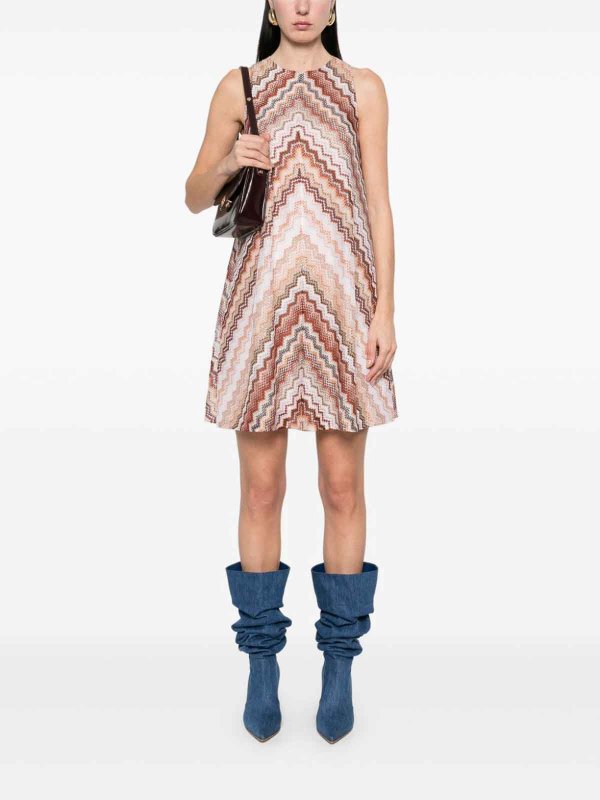 The Best Shops MISSONI: knee length dresses - A-Line Zigzag Patterned Dress