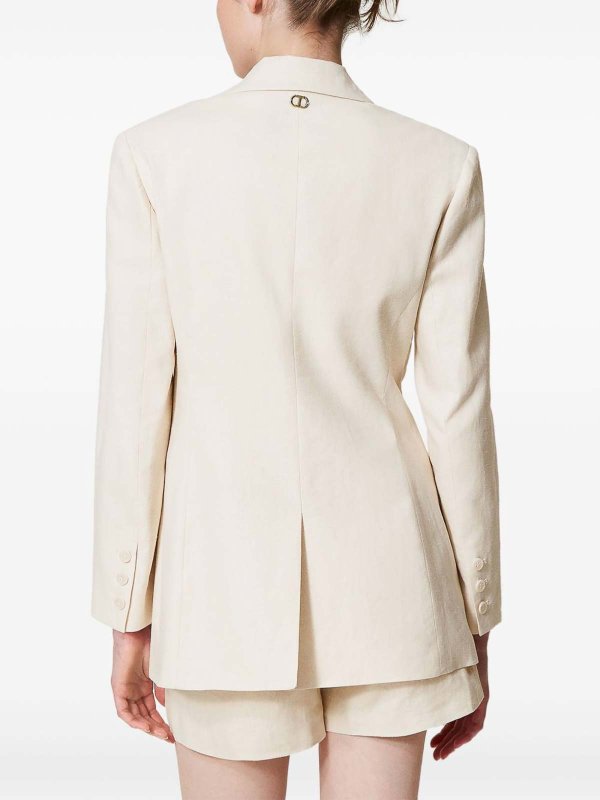 TWINSET: giacche casual online - Giacca con miscela di lino con ricamo