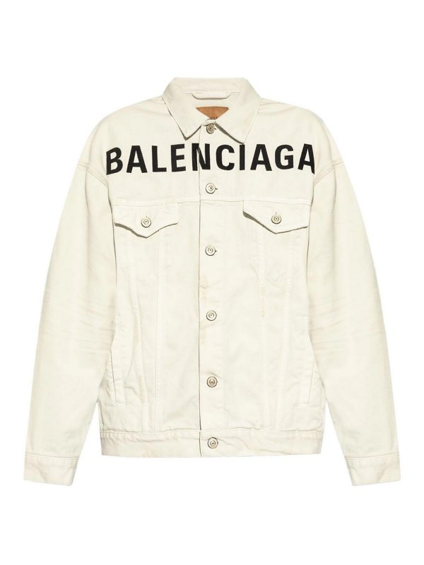 BALENCIAGA: デニムジャケット - ブレザー - 白