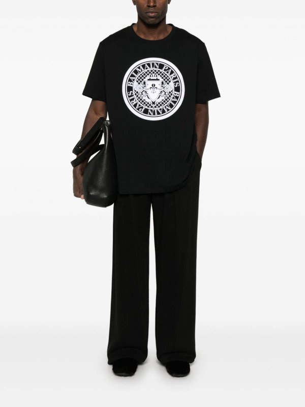 The Best Shops Balmain: t-shirts - Flocked-Logo T-Shirt