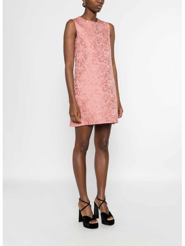DOLCE & GABBANA: knee length dresses online - Short Floral Quilted Jacquard A-Line Dress