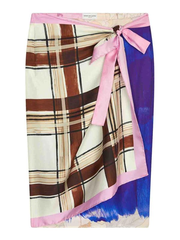 DRIES VAN NOTEN: ニーレングススカート＆ミディ丈 - 膝丈/ミディスカート - マルチカラー