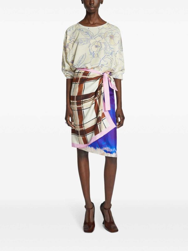 The Best Shops DRIES VAN NOTEN: ニーレングススカート＆ミディ丈 - 膝丈/ミディスカート - マルチカラー