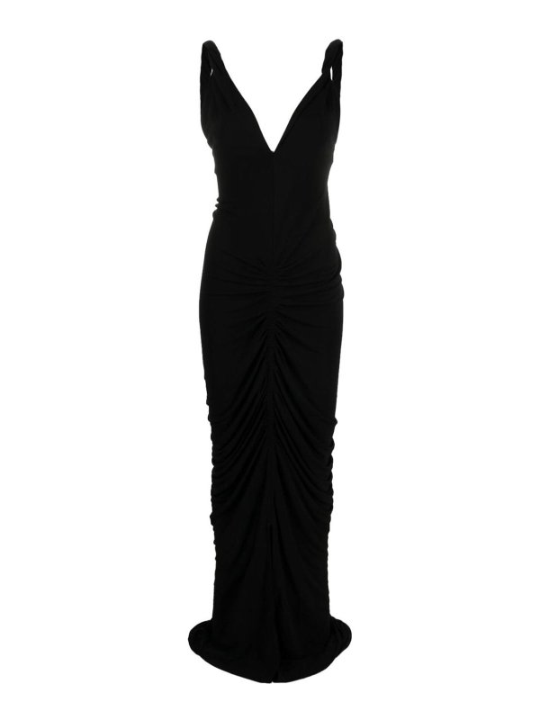 GIVENCHY: v necks - Ruched V-Neck Gown