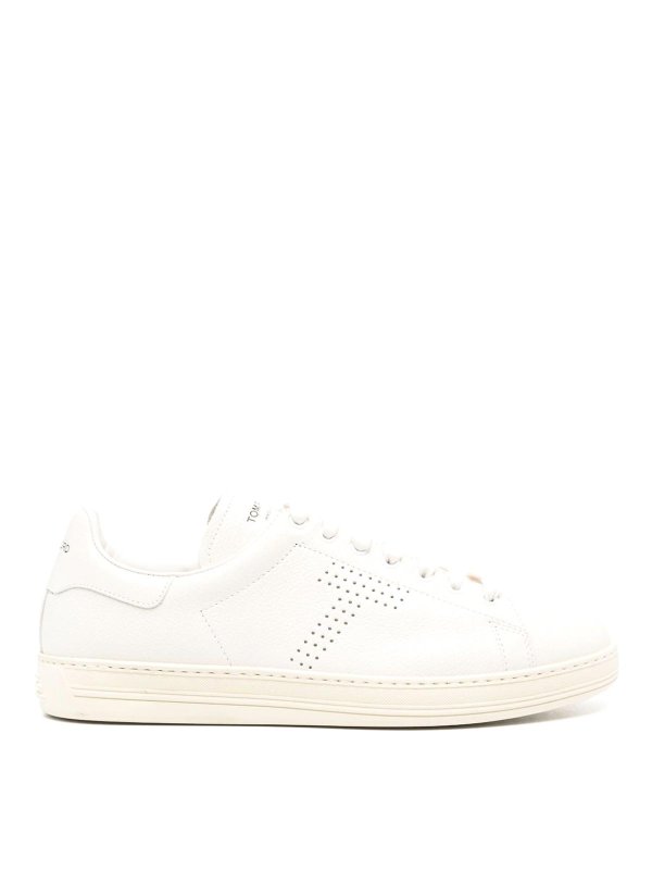 TOM FORD: trainers - Perforated-Logo Leather Sneakers