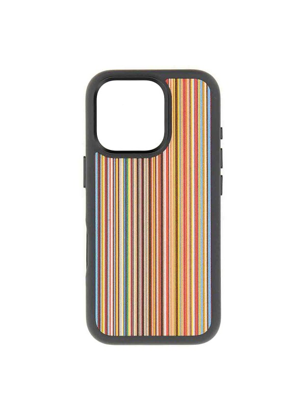 PAUL SMITH: Cases & Covers - Signature Stripe Cover for iPhone 16 Pro