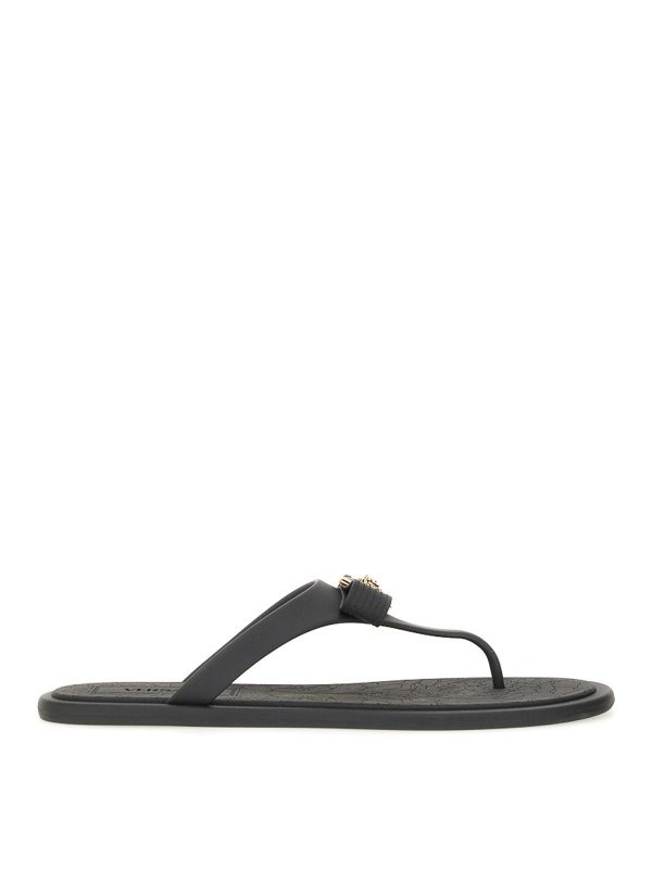 VERSACE: sandals - Slide Sandal With Gianni Ribbon