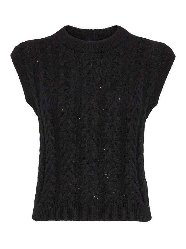 BRUNELLO CUCINELLI: U-Boot-Ausschnitt - U-Boot-Pullover - Schwarz