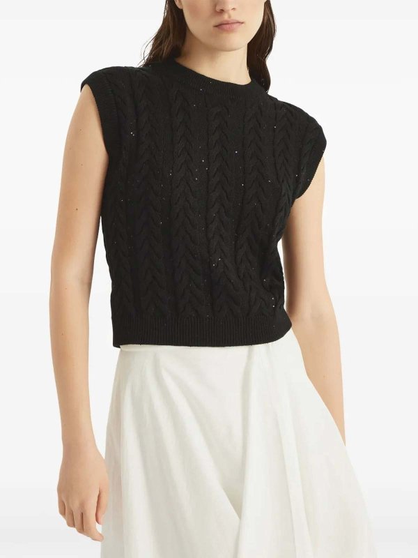 BRUNELLO CUCINELLI: U-Boot-Ausschnitt online - U-Boot-Pullover - Schwarz