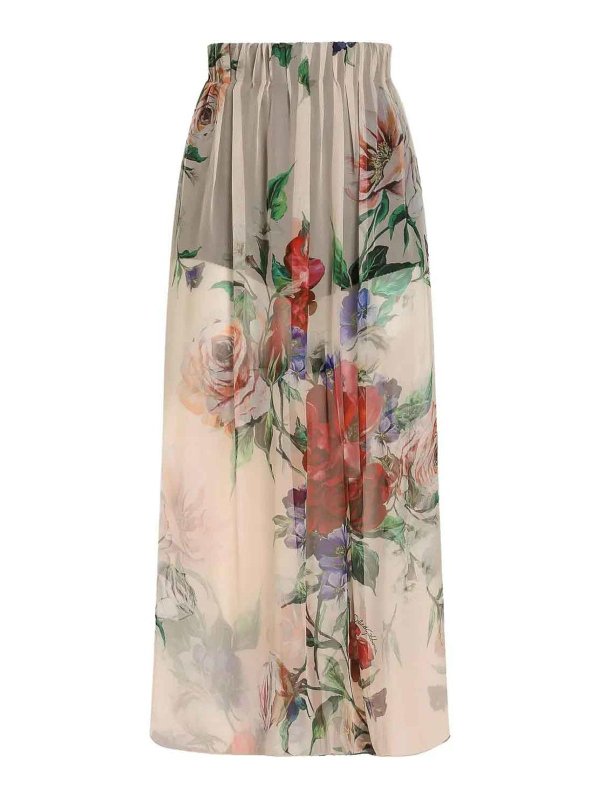 DOLCE & GABBANA: Knee length skirts & Midi - Floral Print Skirt