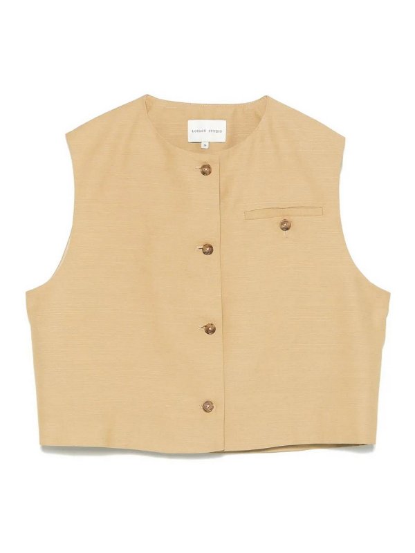 LOULOU STUDIO: Strickpullover mit Rundhalsausschnitt - Rundhalspullover - Gold