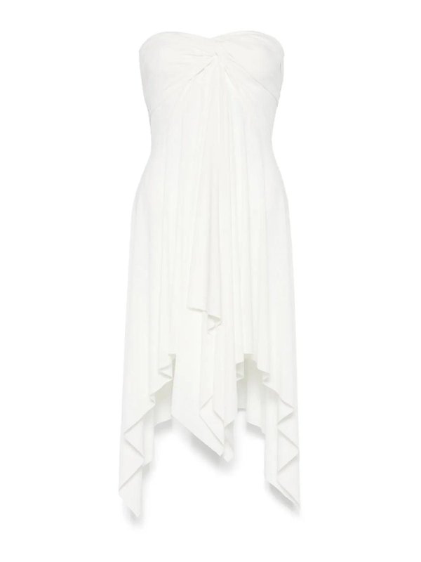 Norma Kamali: Knielange Kleider - Knielanges Kleid - Weiß