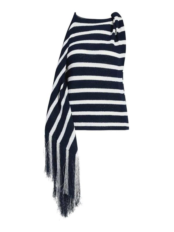 Proenza Schouler: Tops & Tank tops - Yves Top In Stripe Fringed Knit