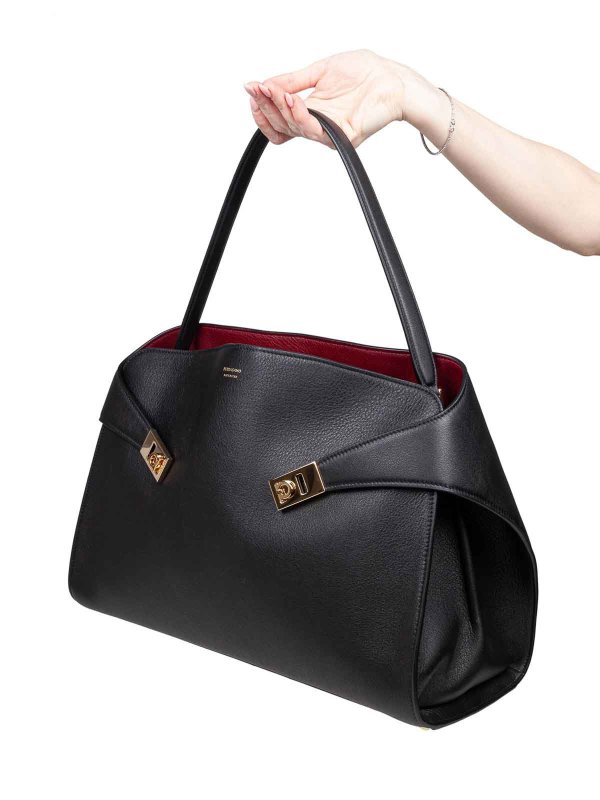 FERRAGAMO: cross body bags online - UG Soft Lap Lap L black/Burgundy