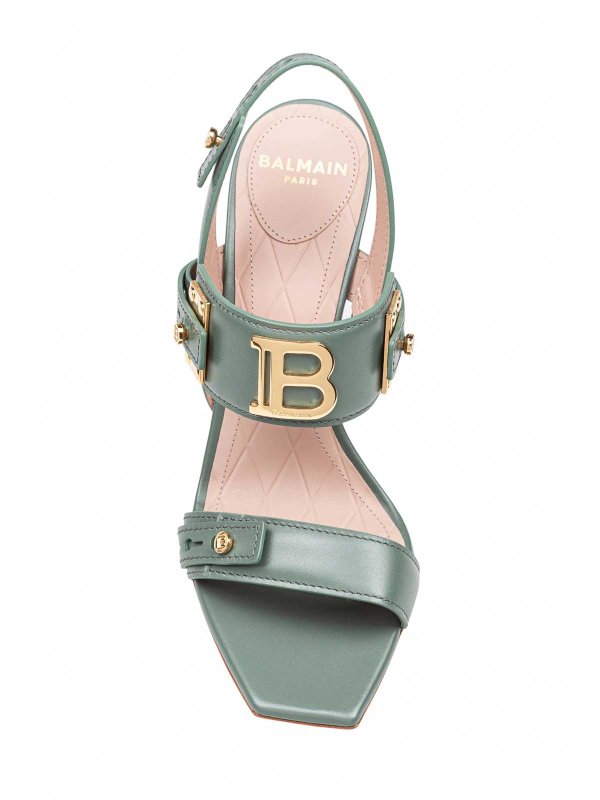 The Best Shops Balmain: sandals - Balmain green leather sandal