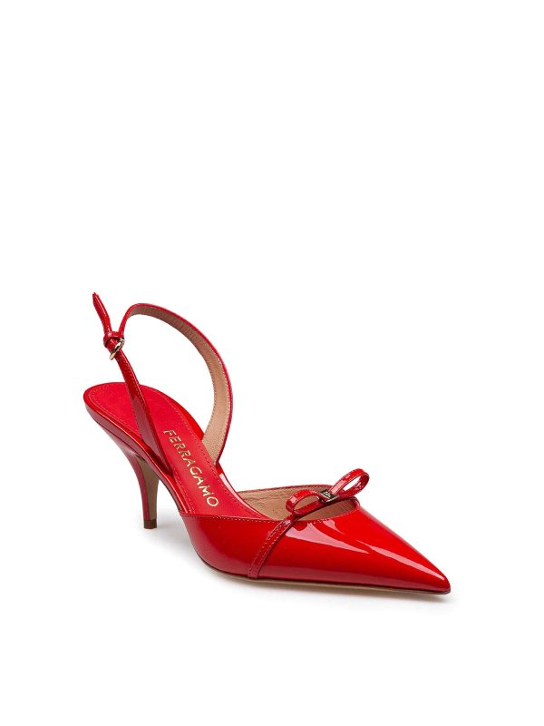 FERRAGAMO: court shoes online - Slingback Gilla 70 in red paint color