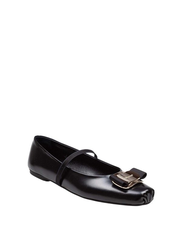 Ferragamo Zina dancer in black leather - Black - Women