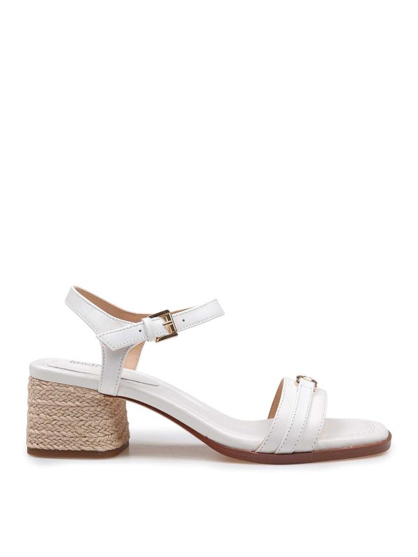 MICHAEL KORS: sandals - Mandy sandal in white leather with ute heel
