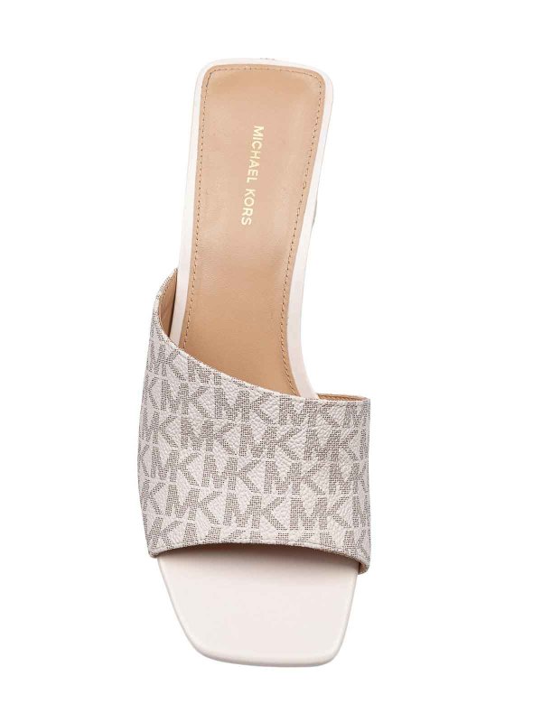 MICHAEL KORS: mules shoes online - Sabot Merriam Wedge in Logo print canvas