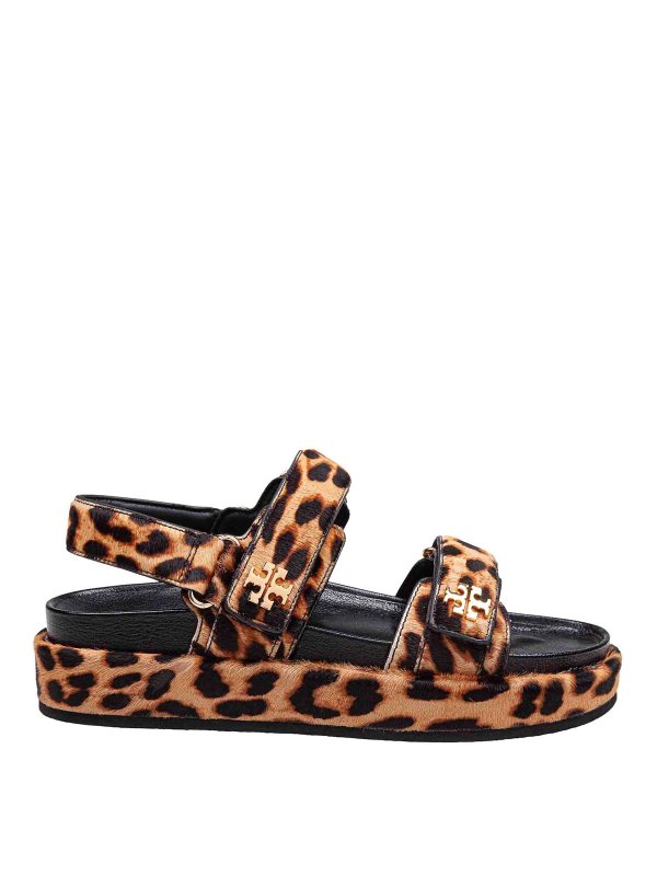 TORY BURCH: sandals - Kira Sandal leather with leopard printing