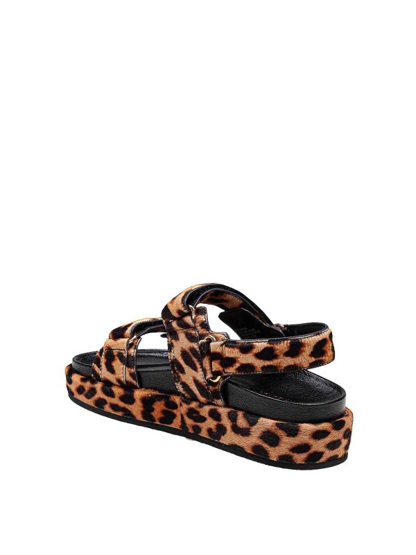 Kira Sandal leather with leopard printing shop online: TORY BURCH