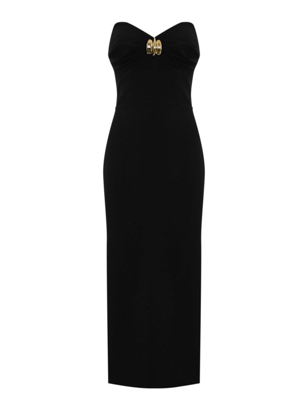 ELISABETTA FRANCHI: knee length dresses - Fluid Crepe Dress With Macro Bow