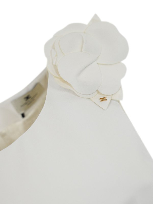 The Best Shops ELISABETTA FRANCHI: knee length dresses - Light Crepe Dress With Floral Brooch