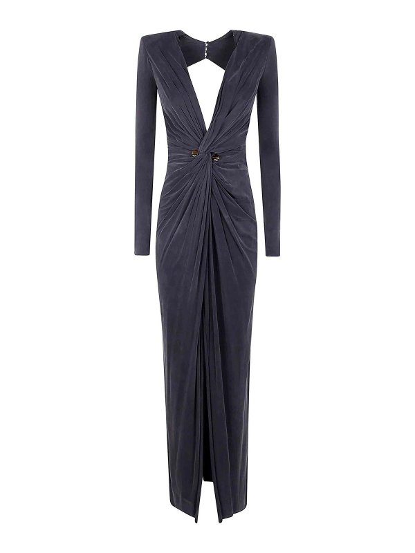 ELISABETTA FRANCHI: knee length dresses - Red Carpet Dress In Cupro Curry Jersey