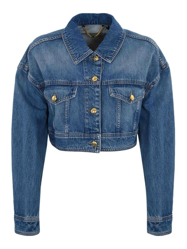 ELISABETTA FRANCHI: denim jacket - Oversized Cropped Denim Jacket