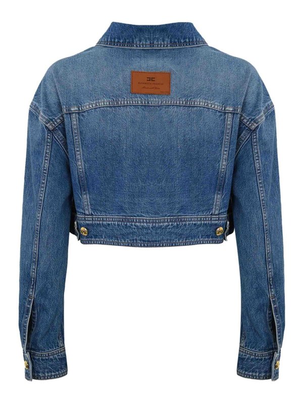 ELISABETTA FRANCHI: denim jacket online - Oversized Cropped Denim Jacket