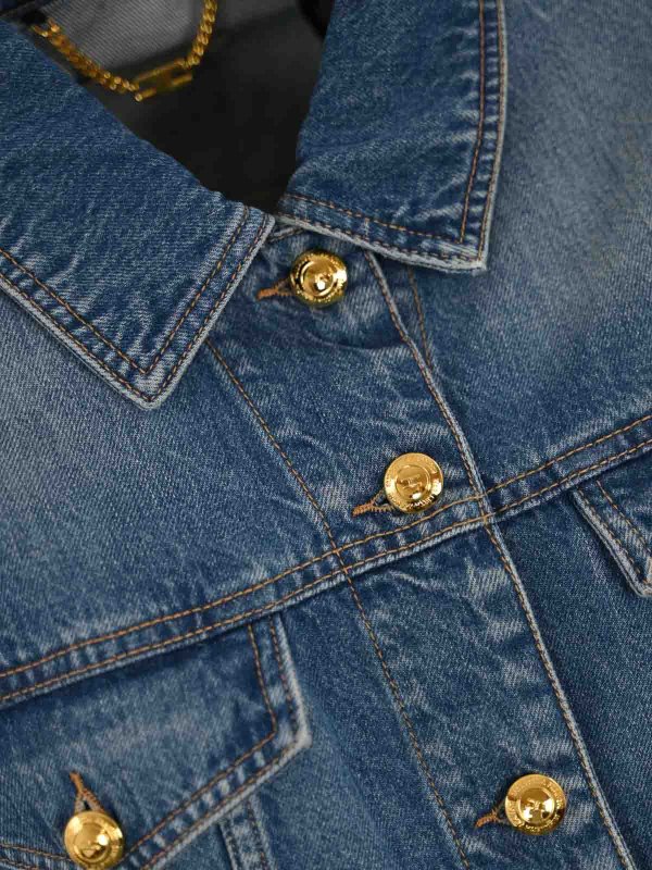 The Best Shops ELISABETTA FRANCHI: denim jacket - Oversized Cropped Denim Jacket
