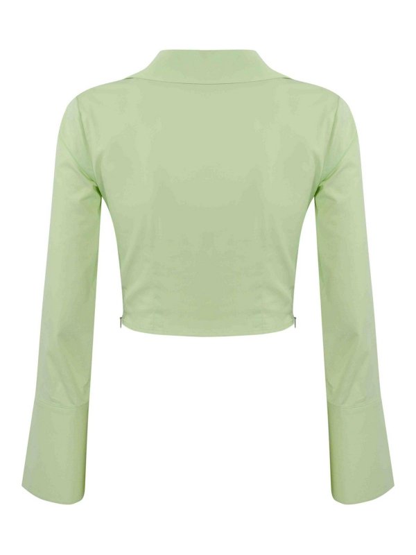 ELISABETTA FRANCHI: shirts online - Satin Crop Shirt With Draping