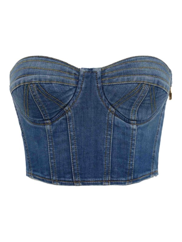 ELISABETTA FRANCHI: Tops & Tank tops - Denim Bustier Top