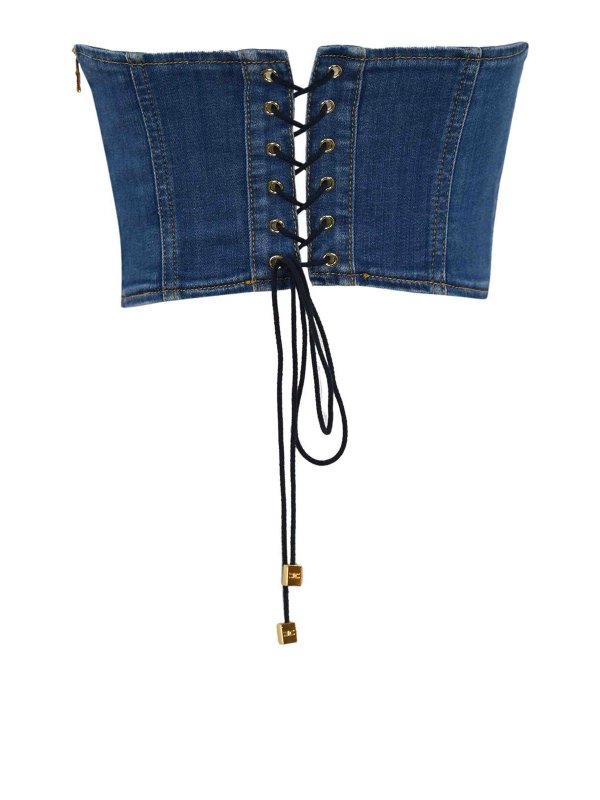 ELISABETTA FRANCHI: Tops & Tank tops online - Denim Bustier Top