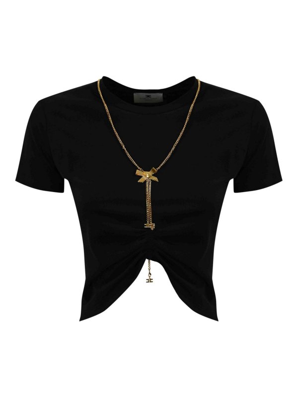 ELISABETTA FRANCHI: t-shirt - T-shirt della maglia con collana a prua