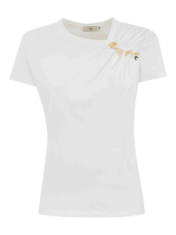 ELISABETTA FRANCHI: T-shirts - T-Shirt - Weiß