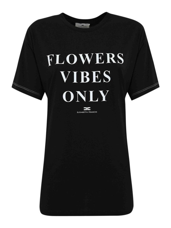 ELISABETTA FRANCHI: t-shirts - Jersey T-Shirt With Print And Satin Bands