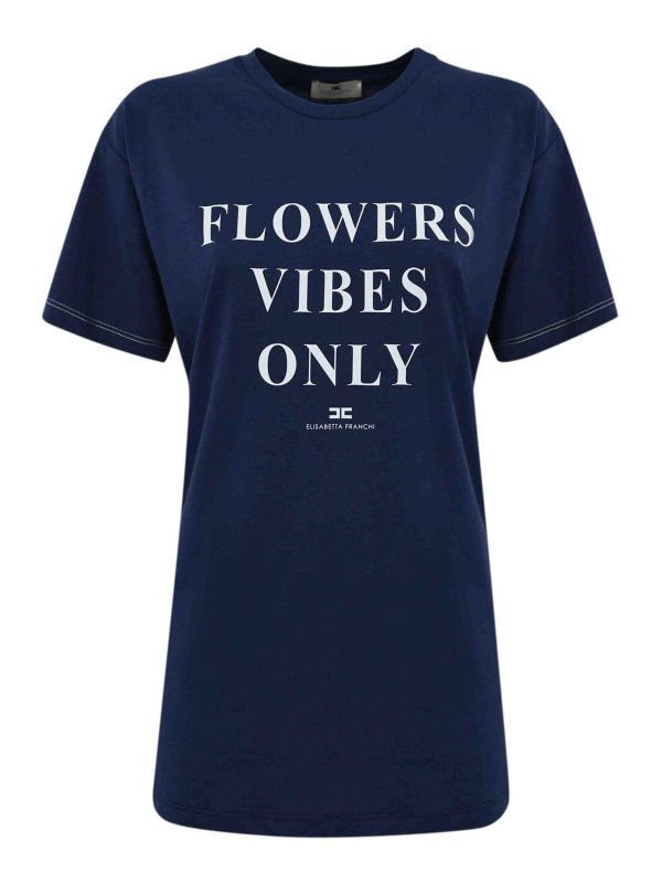 ELISABETTA FRANCHI: t-shirts - Jersey T-Shirt With Print And Satin Bands