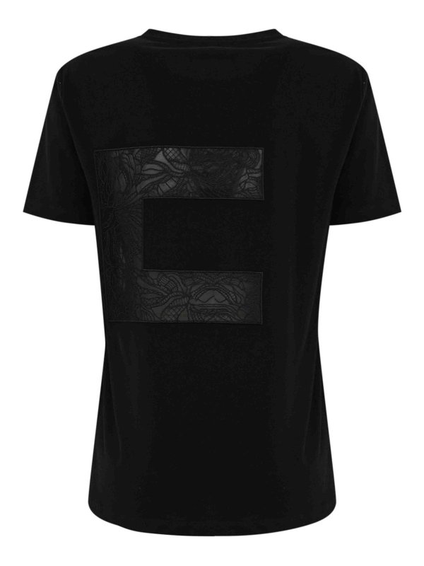 ELISABETTA FRANCHI: t-shirts online - Jersey T-Shirt With Macro Voile Logo