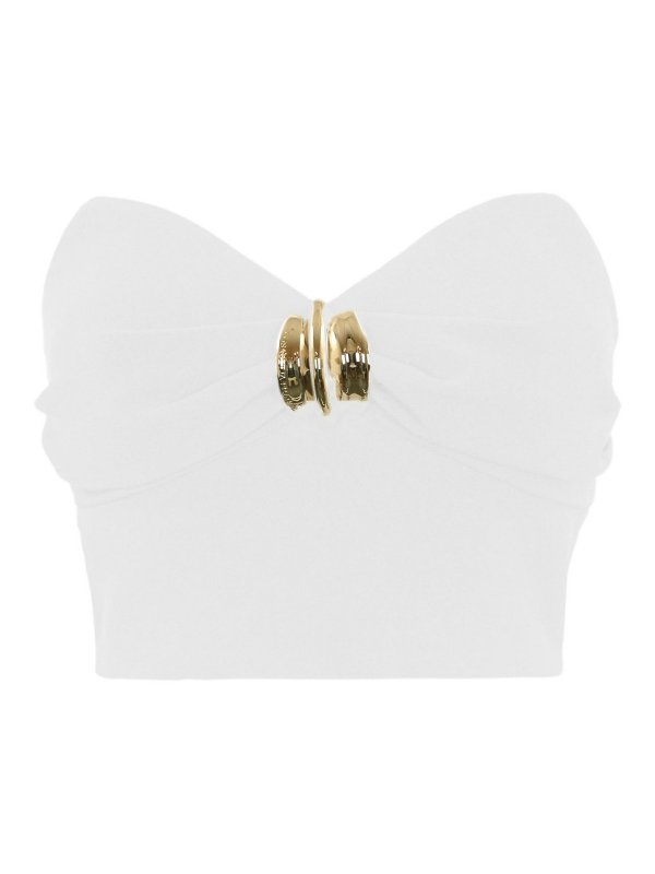 ELISABETTA FRANCHI: Tops & Tank tops - Fluid Crepe Top With Jewel Decoration