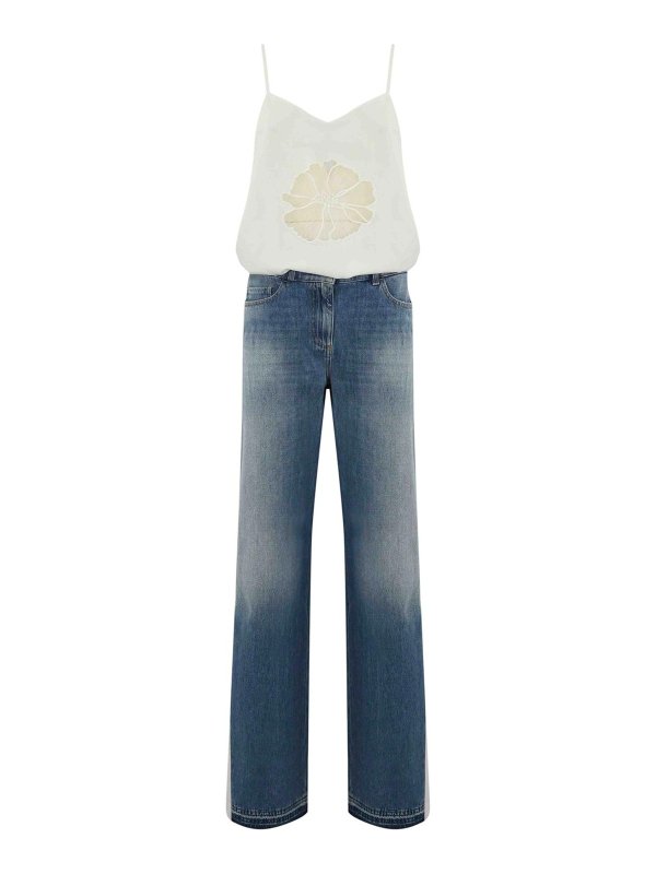 ELISABETTA FRANCHI: tute - Trompe-Loeil salta in denim e crepe
