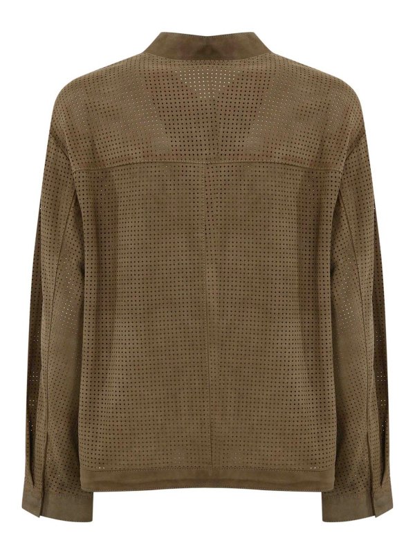 LEATHER AUTHORITY: leather jacket online - Perforated Suede Jacket