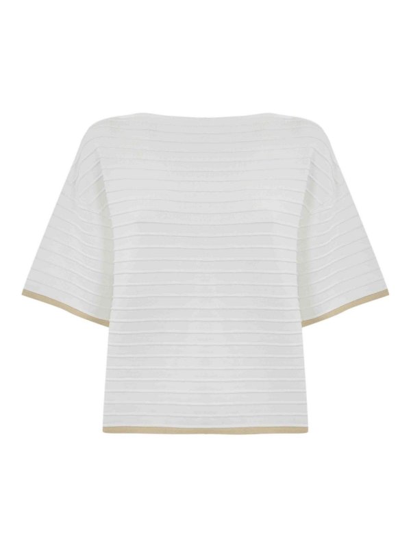 LIVIANA CONTI: Strickpullover mit Rundhalsausschnitt - Rundhalspullover - Weiß