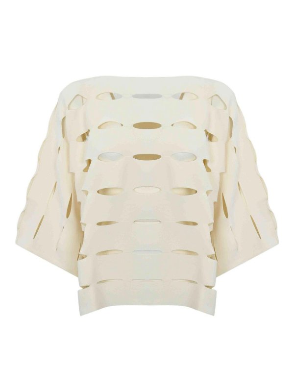 LIVIANA CONTI: crew necks - Oversized Perforated Viscose Sweater